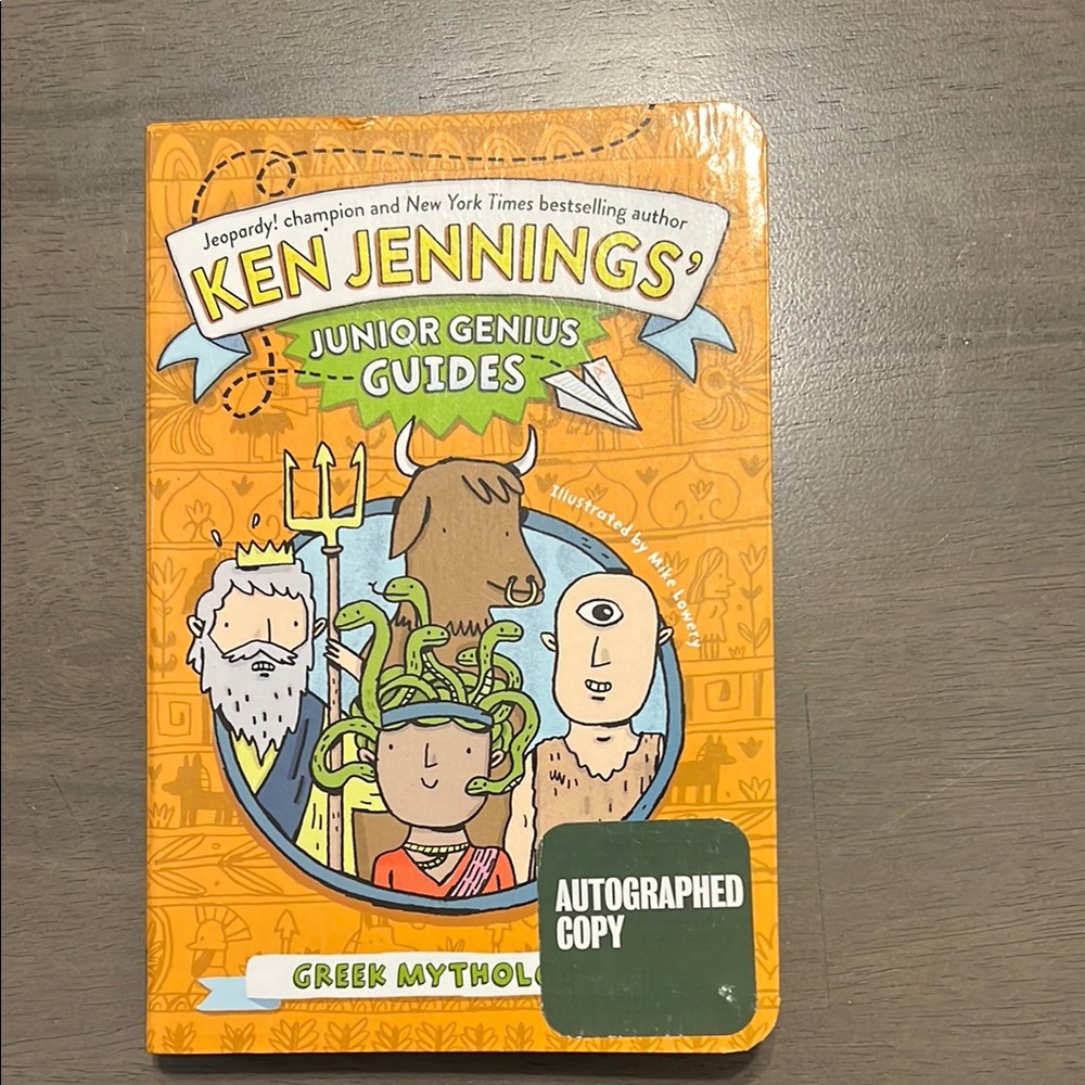 Autographed copy - Ken Jennings Junior Genus Guides  Greek Mythology - Orange